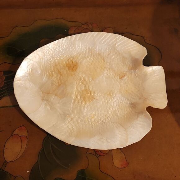 Capiz Shell Fish Plates Set of 5 Vintage - Picture 10 of 11